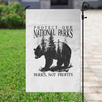 Protect Our National Parks Not Profits Garden Flag Vintage Forest Bear - Wonder Print Shop