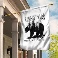 Protect Our National Parks Not Profits Garden Flag Vintage Forest Bear - Wonder Print Shop