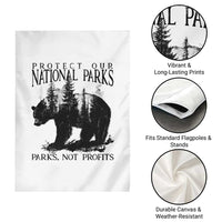 Protect Our National Parks Not Profits Garden Flag Vintage Forest Bear - Wonder Print Shop