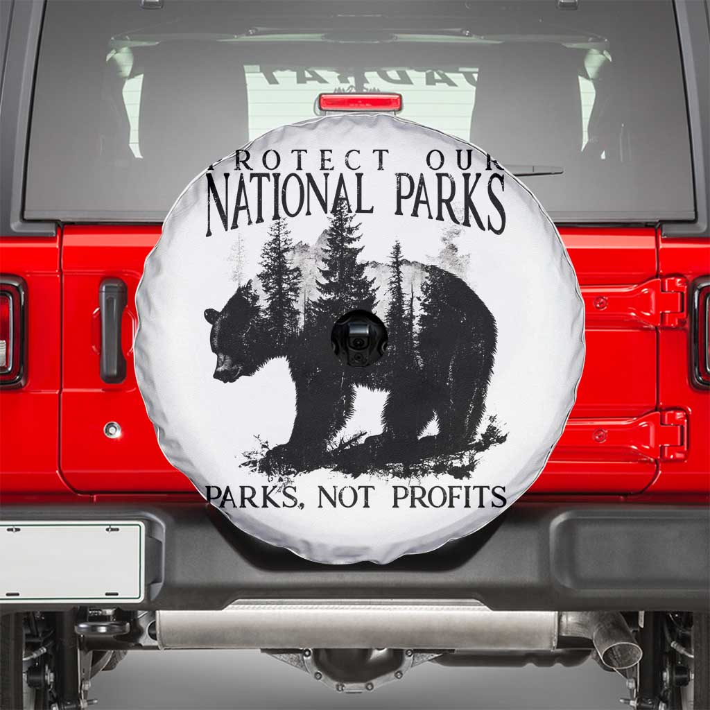 Protect Our National Parks Not Profits Spare Tire Cover Vintage Forest Bear