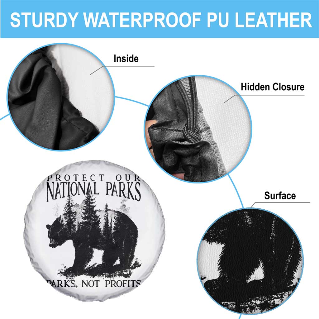 Protect Our National Parks Not Profits Spare Tire Cover Vintage Forest Bear