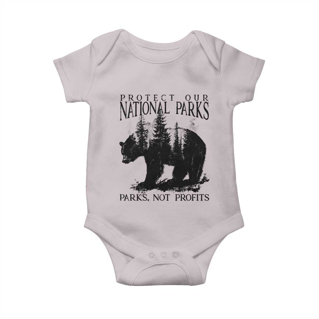 Protect Our National Parks Not Profits Baby Onesie Vintage Forest Bear