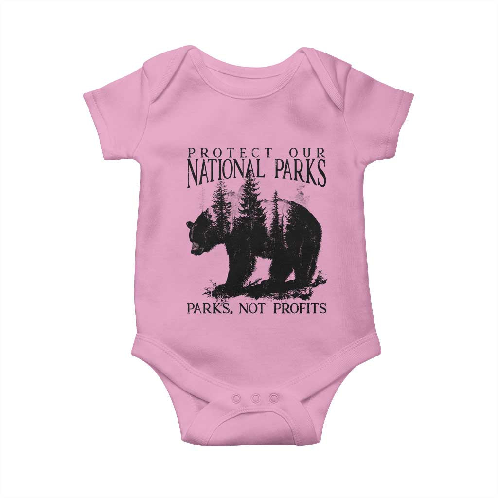 Protect Our National Parks Not Profits Baby Onesie Vintage Forest Bear