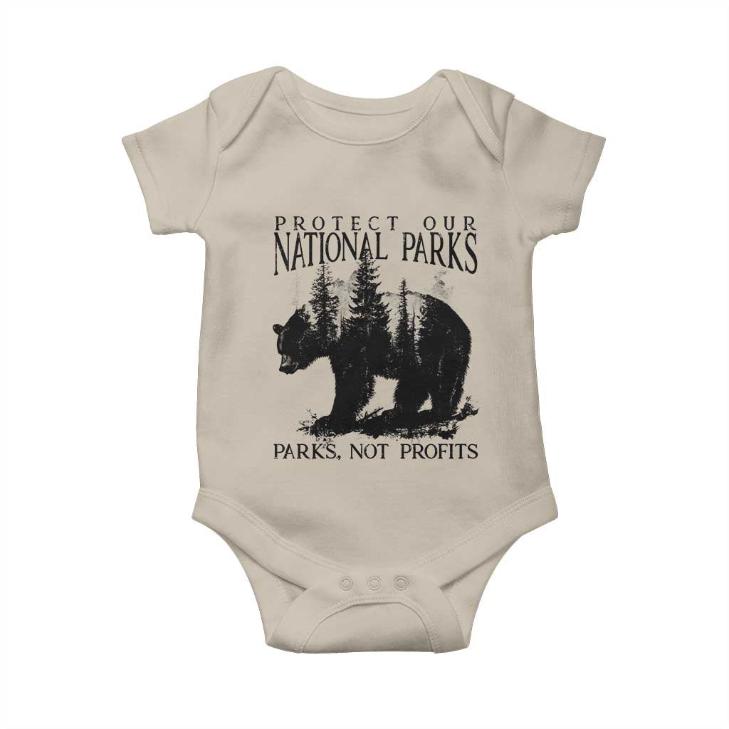 Protect Our National Parks Not Profits Baby Onesie Vintage Forest Bear