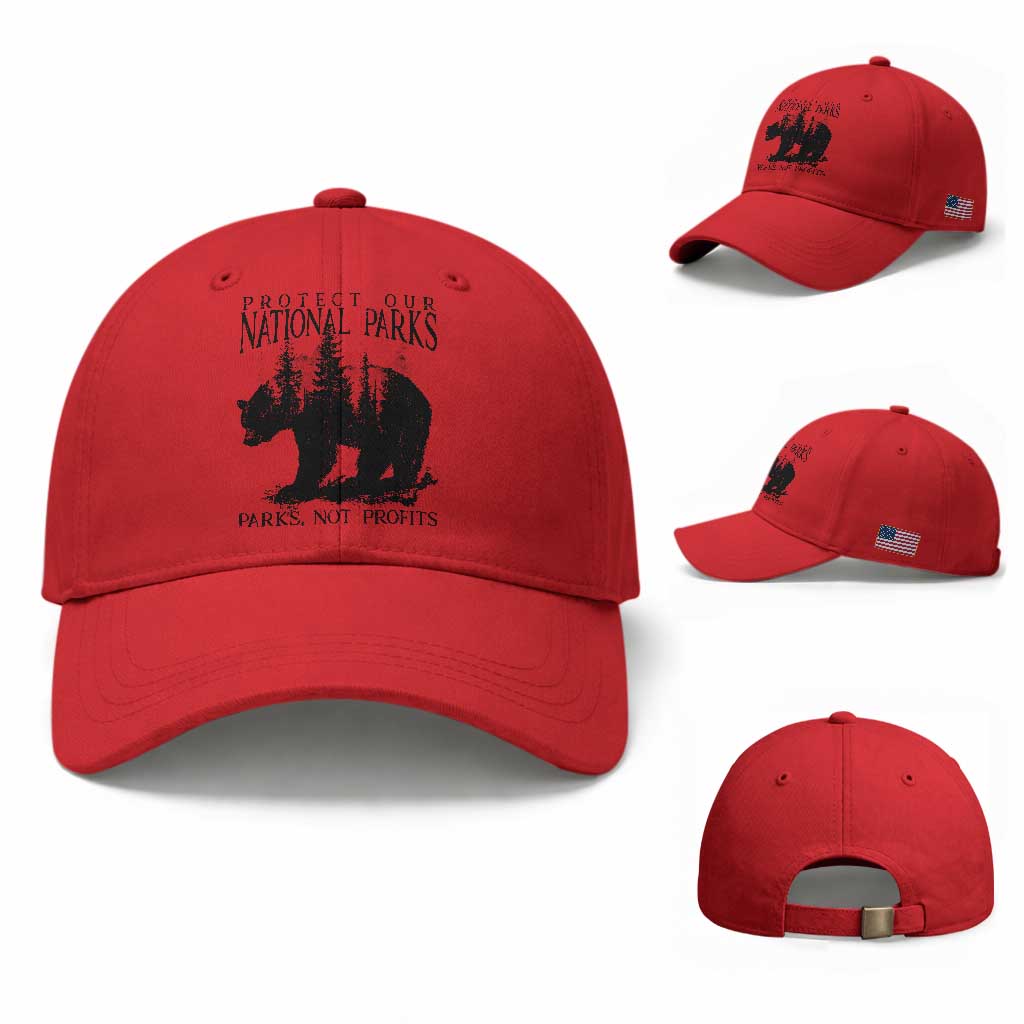 Protect Our National Parks Not Profits Baseball Cap Vintage Forest Bear