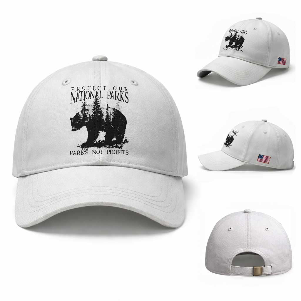 Protect Our National Parks Not Profits Baseball Cap Vintage Forest Bear