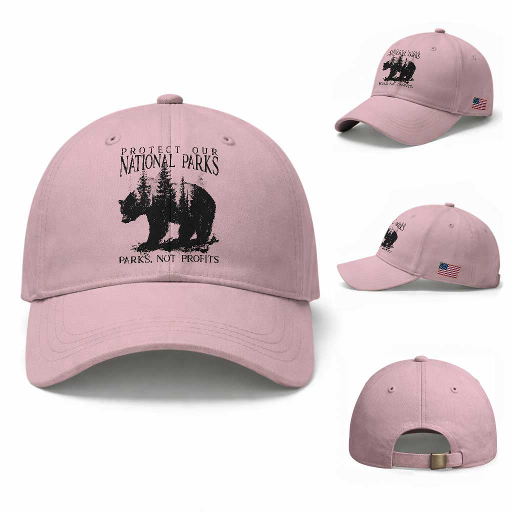 Protect Our National Parks Not Profits Baseball Cap Vintage Forest Bear