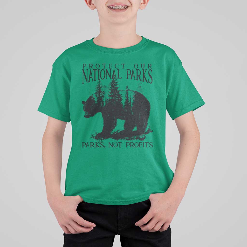 Protect Our National Parks Not Profits T Shirt For Kid Vintage Forest Bear