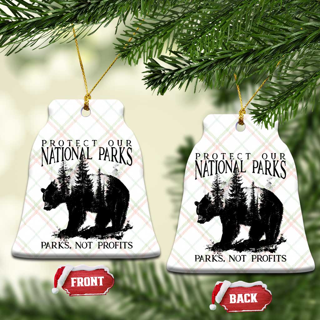 Protect Our National Parks Not Profits Ceramic Ornament Vintage Forest Bear - Wonder Print Shop