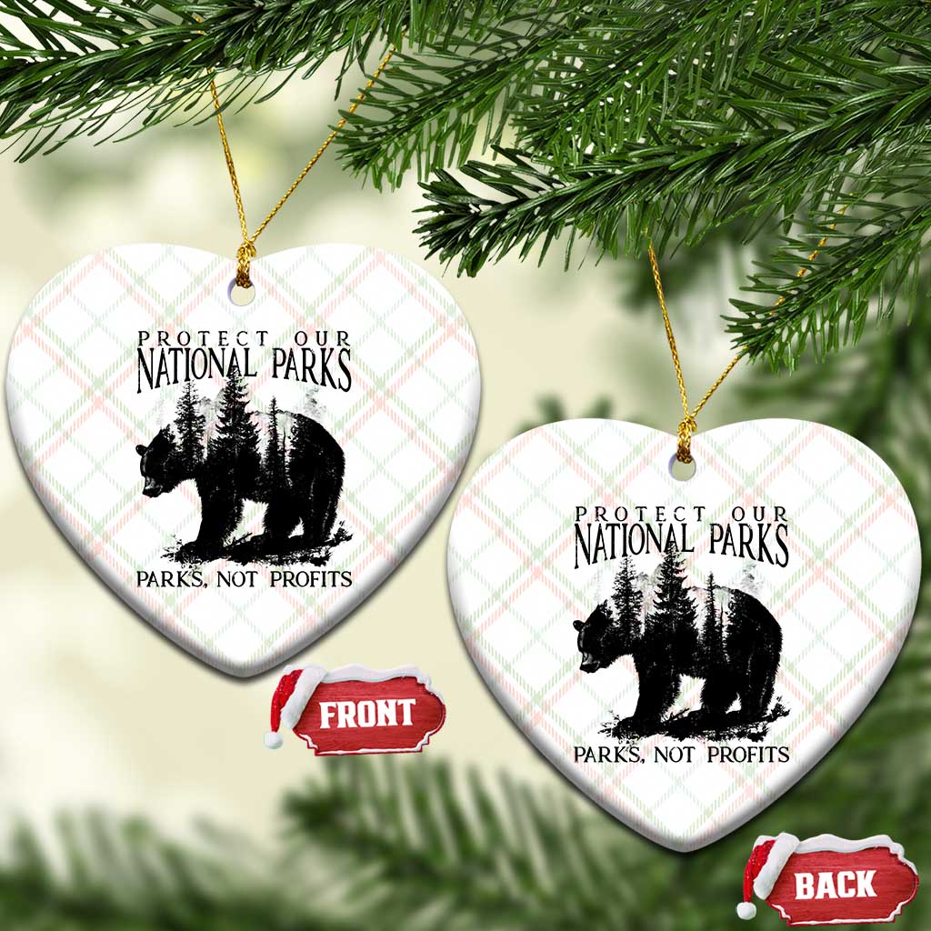 Protect Our National Parks Not Profits Ceramic Ornament Vintage Forest Bear - Wonder Print Shop
