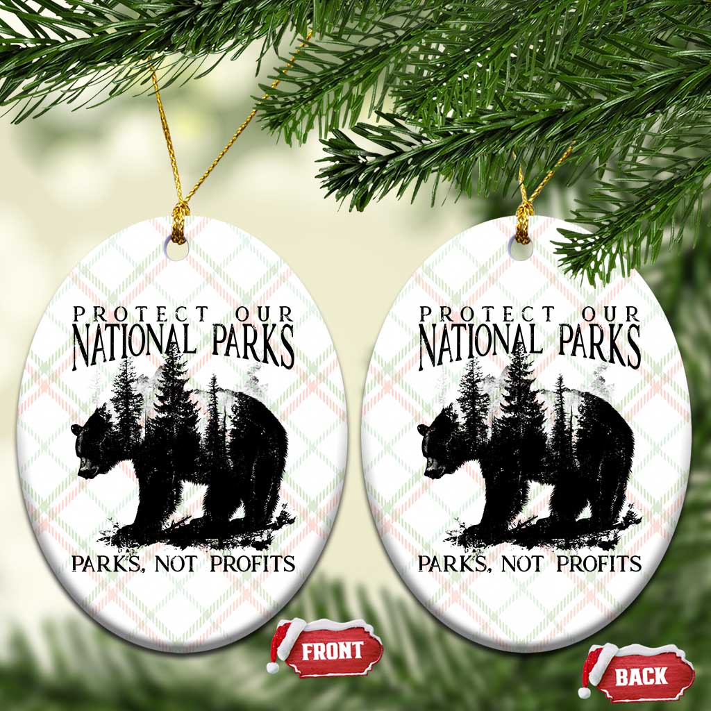Protect Our National Parks Not Profits Ceramic Ornament Vintage Forest Bear - Wonder Print Shop