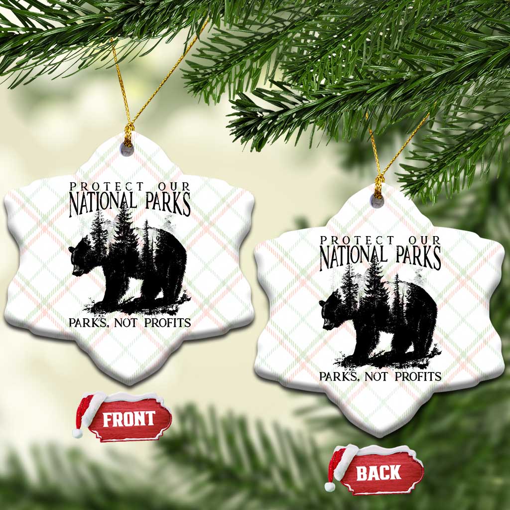 Protect Our National Parks Not Profits Ceramic Ornament Vintage Forest Bear - Wonder Print Shop