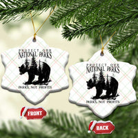 Protect Our National Parks Not Profits Ceramic Ornament Vintage Forest Bear - Wonder Print Shop
