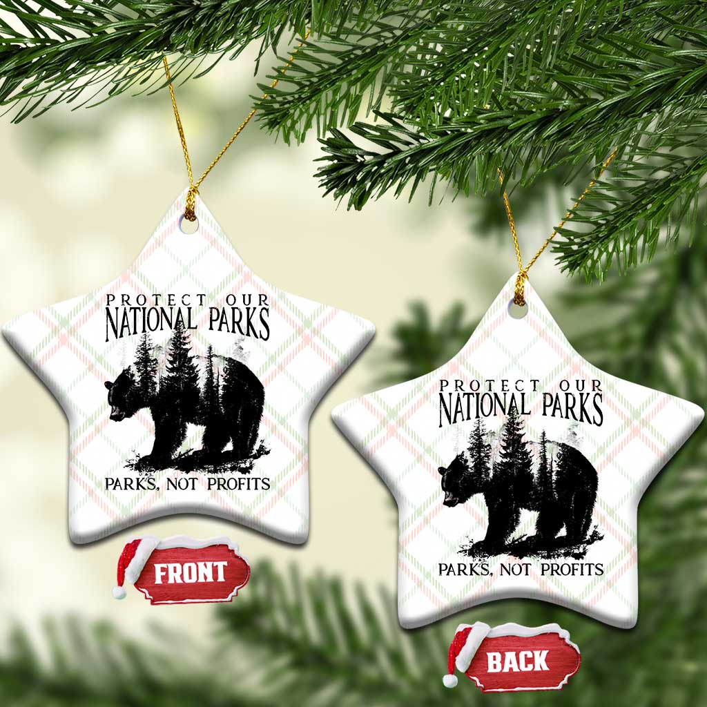 Protect Our National Parks Not Profits Ceramic Ornament Vintage Forest Bear - Wonder Print Shop