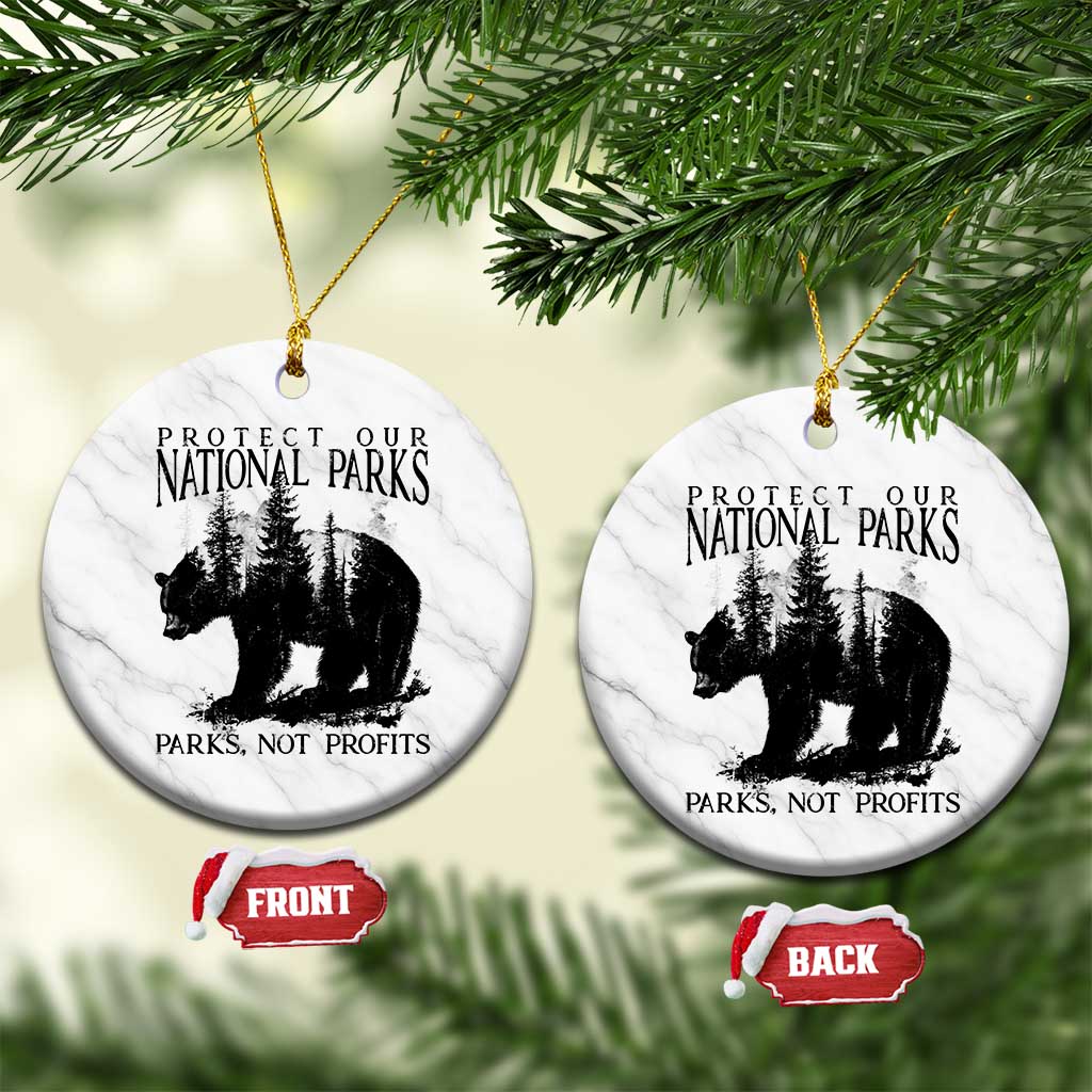 Protect Our National Parks Not Profits Ceramic Ornament Vintage Forest Bear - Wonder Print Shop