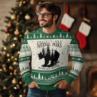 Protect Our National Parks Not Profits Ugly Christmas Sweater Vintage Forest Bear - Wonder Print Shop