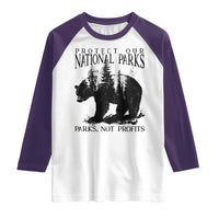 Protect Our National Parks Not Profits Raglan Shirt Vintage Forest Bear