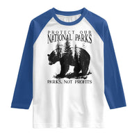 Protect Our National Parks Not Profits Raglan Shirt Vintage Forest Bear