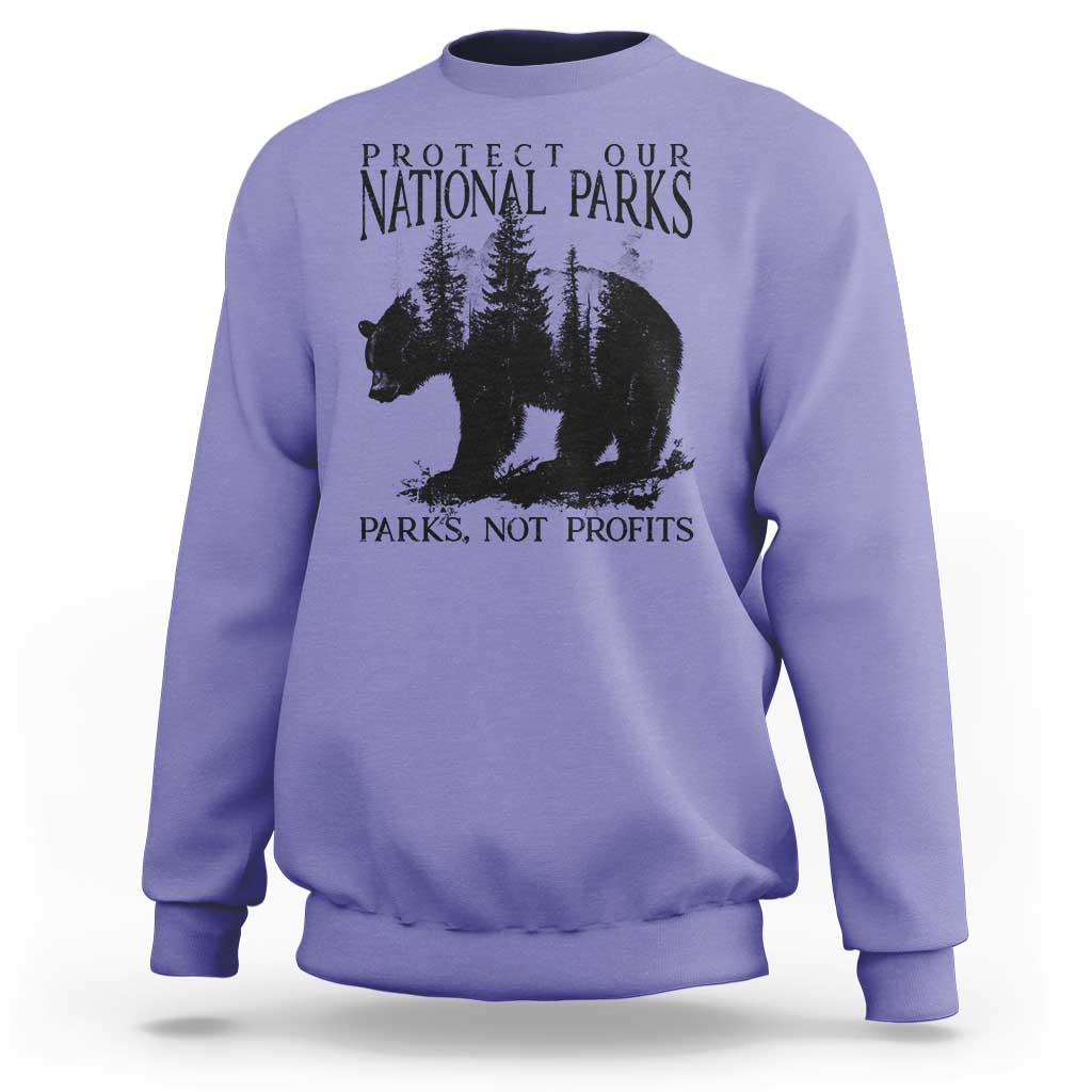 Protect Our National Parks Not Profits Sweatshirt Vintage Forest Bear
