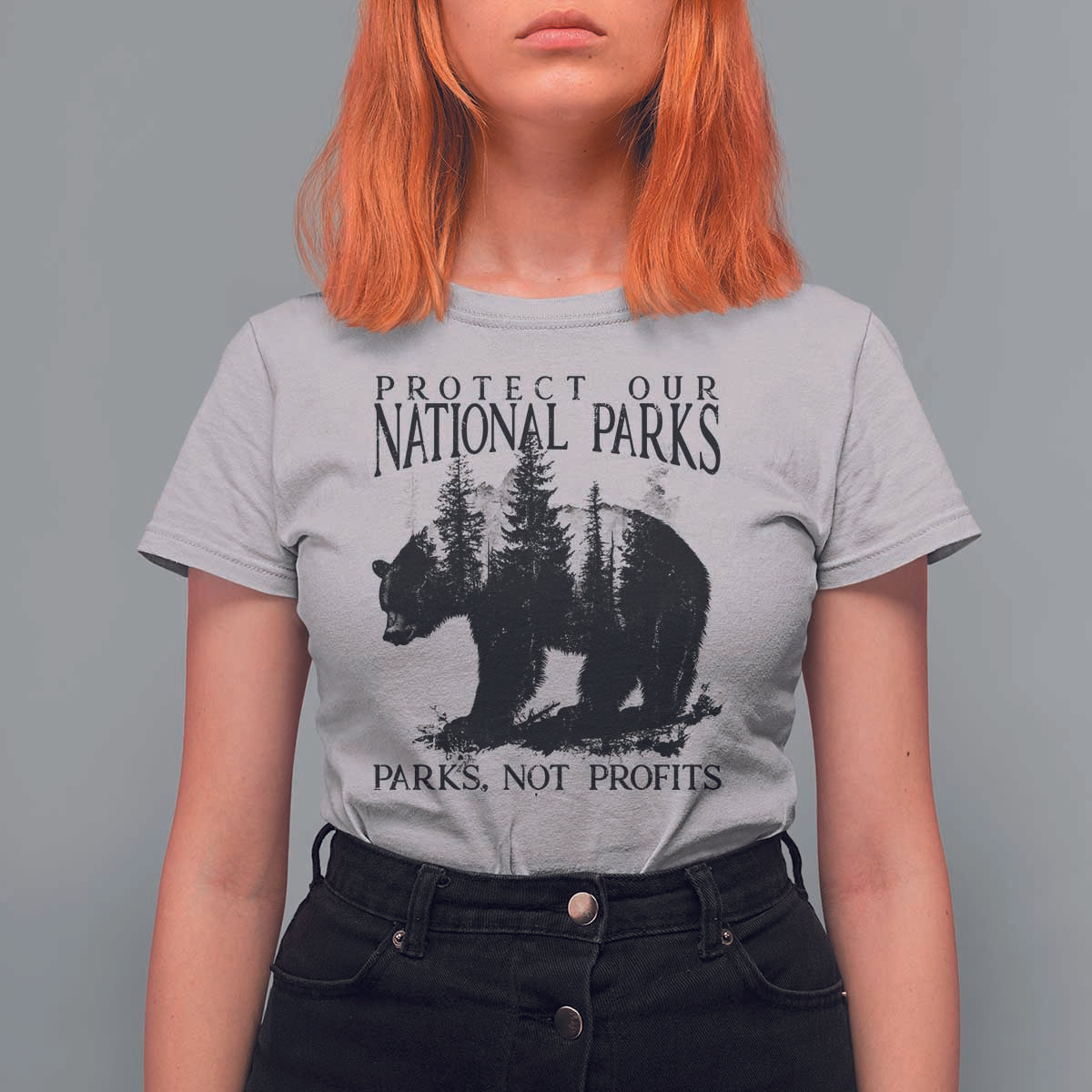 Protect Our National Parks Not Profits T Shirt For Women Vintage Forest Bear