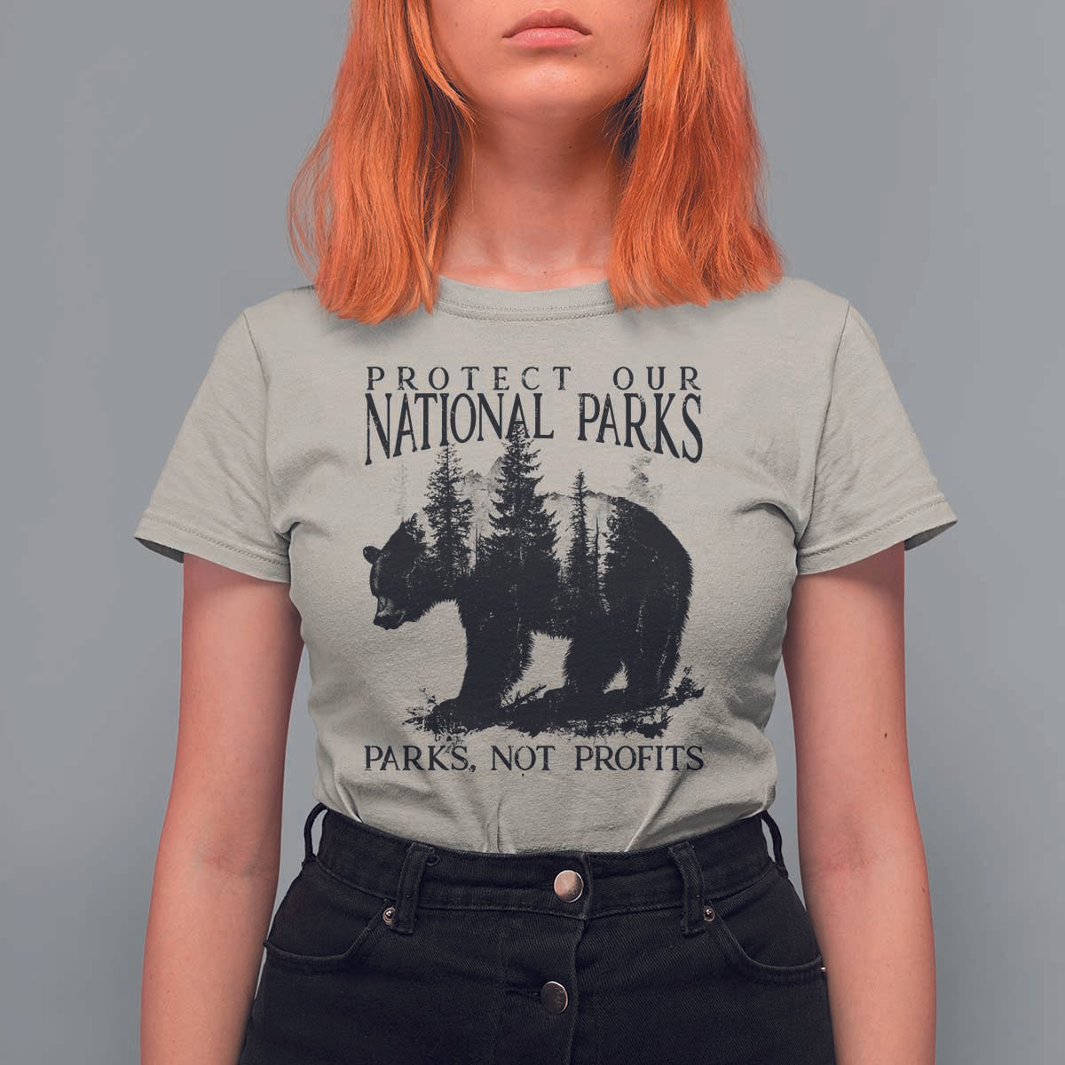 Protect Our National Parks Not Profits T Shirt For Women Vintage Forest Bear