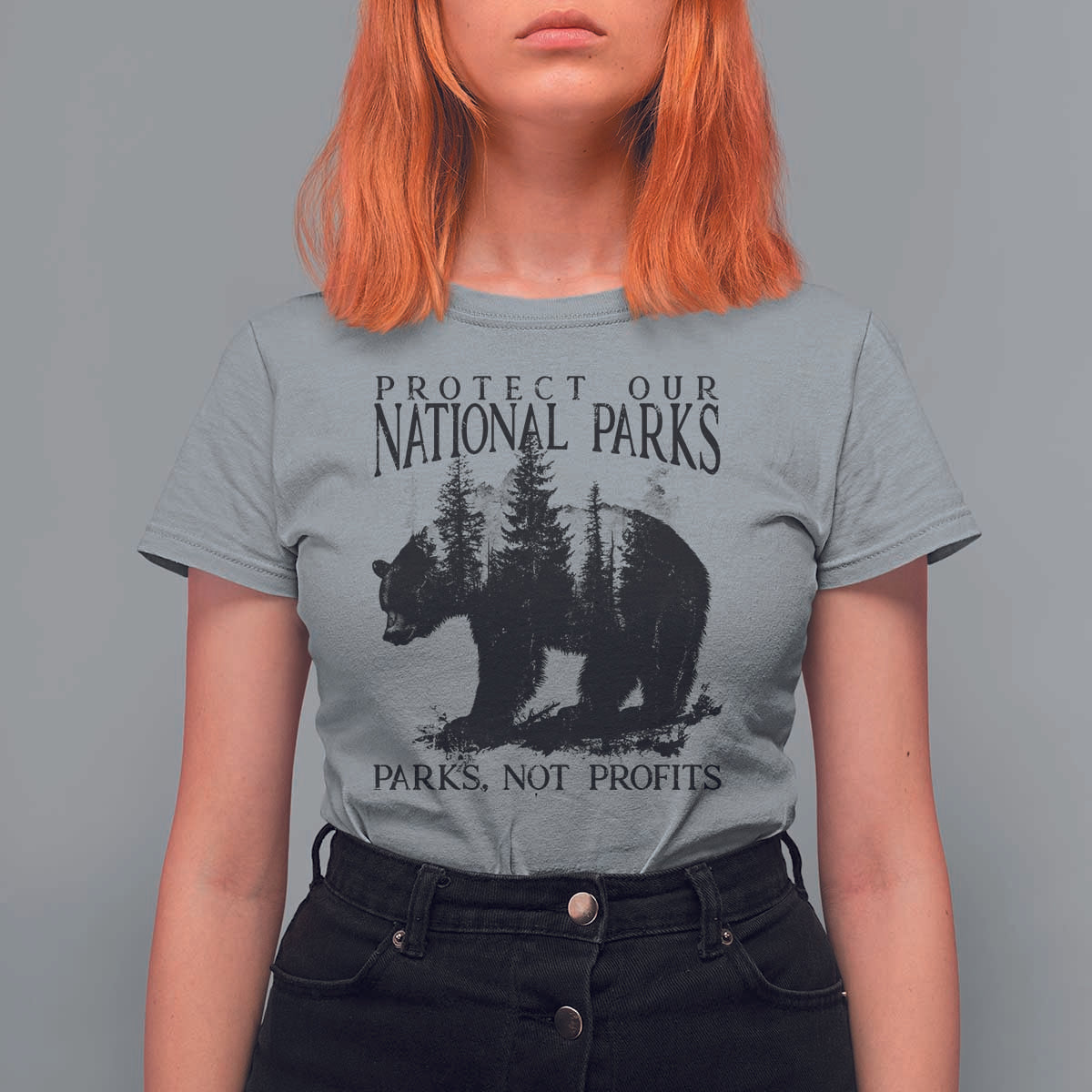 Protect Our National Parks Not Profits T Shirt For Women Vintage Forest Bear