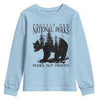 Protect Our National Parks Not Profits Youth Sweatshirt Vintage Forest Bear