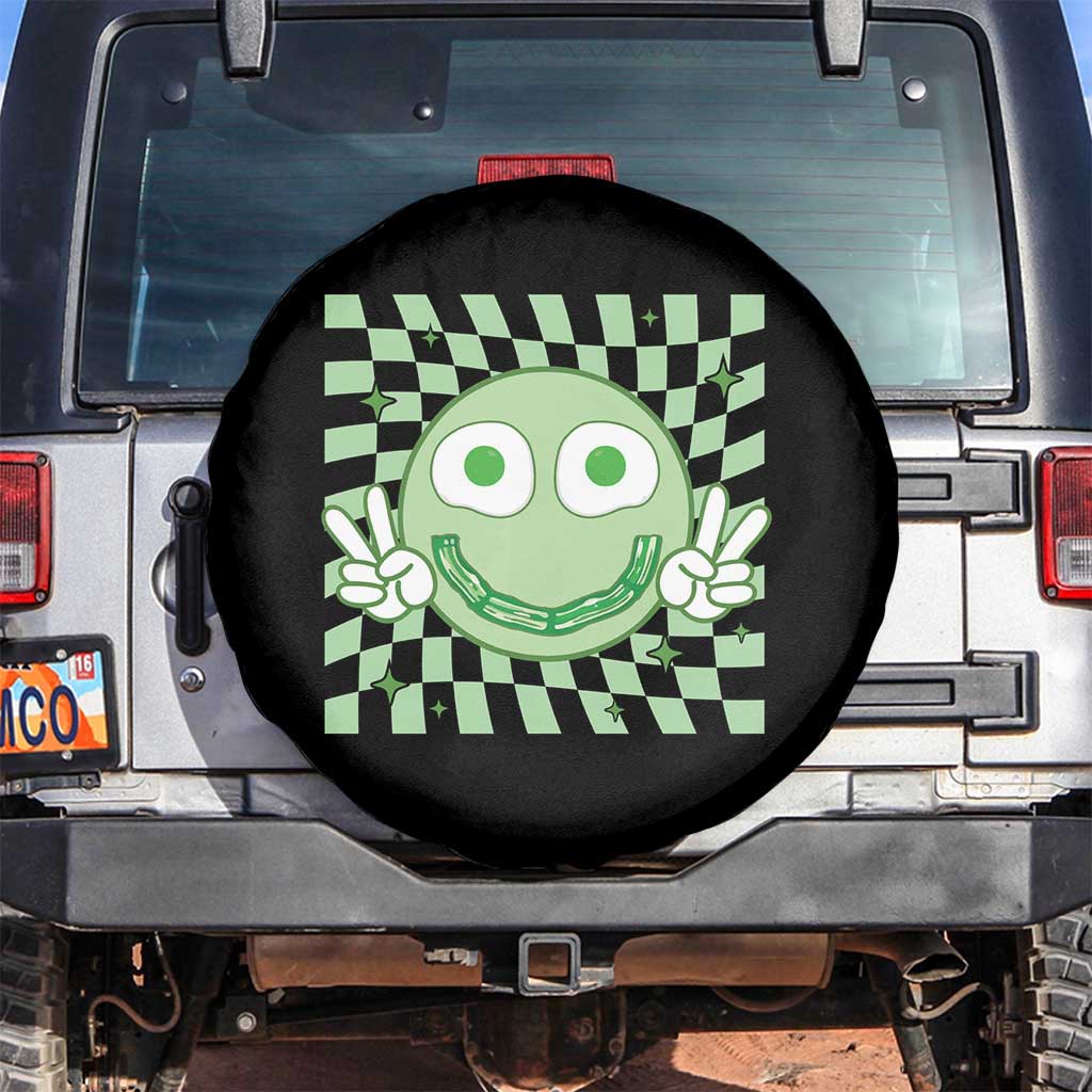 Funny Green Smile Face Eggs Bacon Breakfast St Patrick's Day Spare Tire Cover