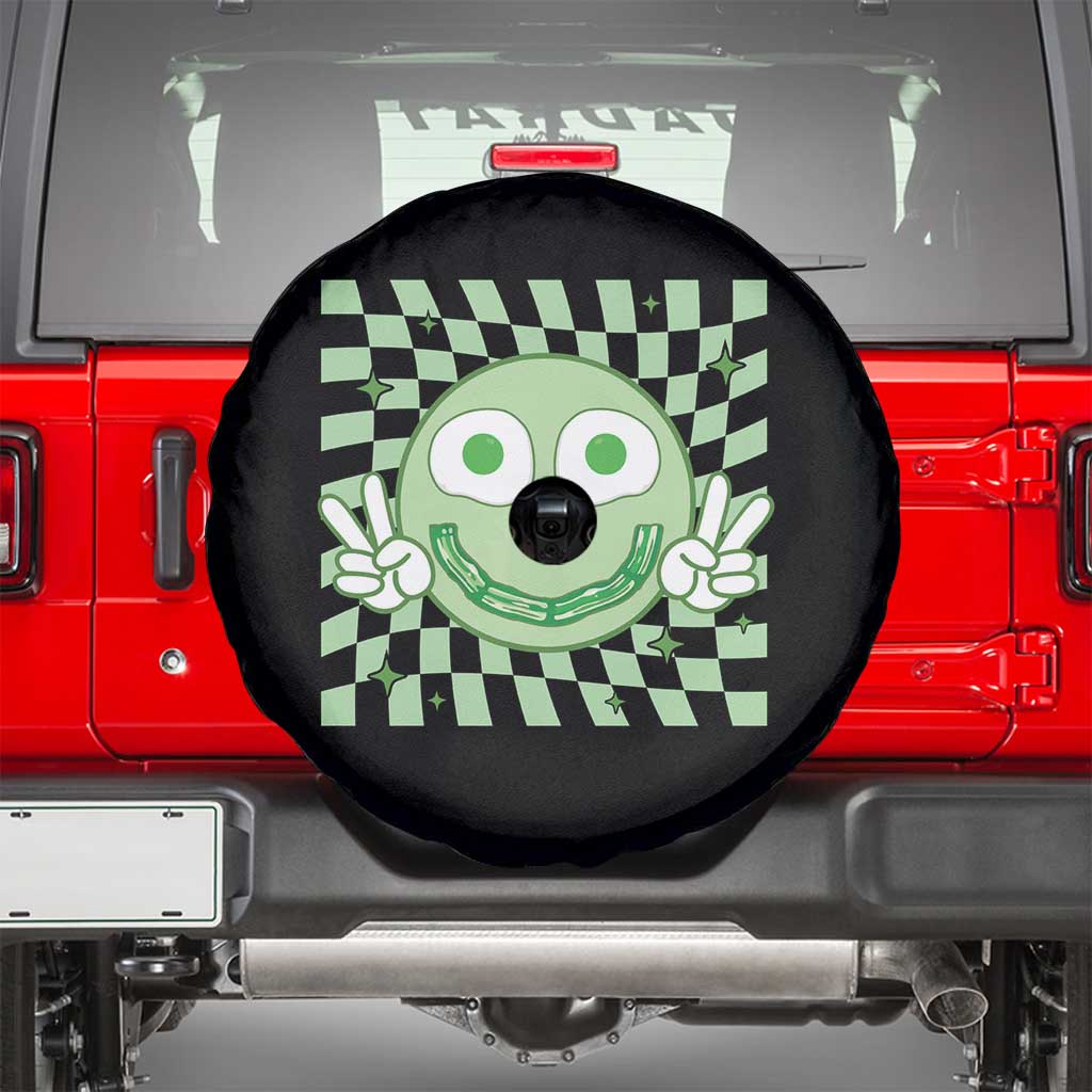 Funny Green Smile Face Eggs Bacon Breakfast St Patrick's Day Spare Tire Cover