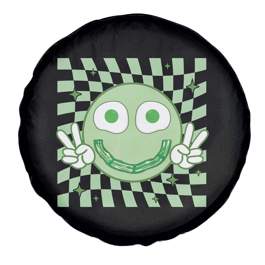 Funny Green Smile Face Eggs Bacon Breakfast St Patrick's Day Spare Tire Cover