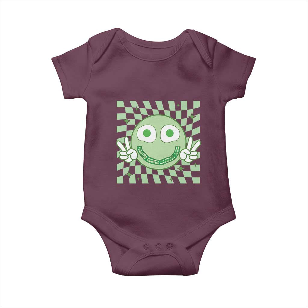 Funny Green Smile Face Eggs Bacon Breakfast St Patrick's Day Baby Onesie