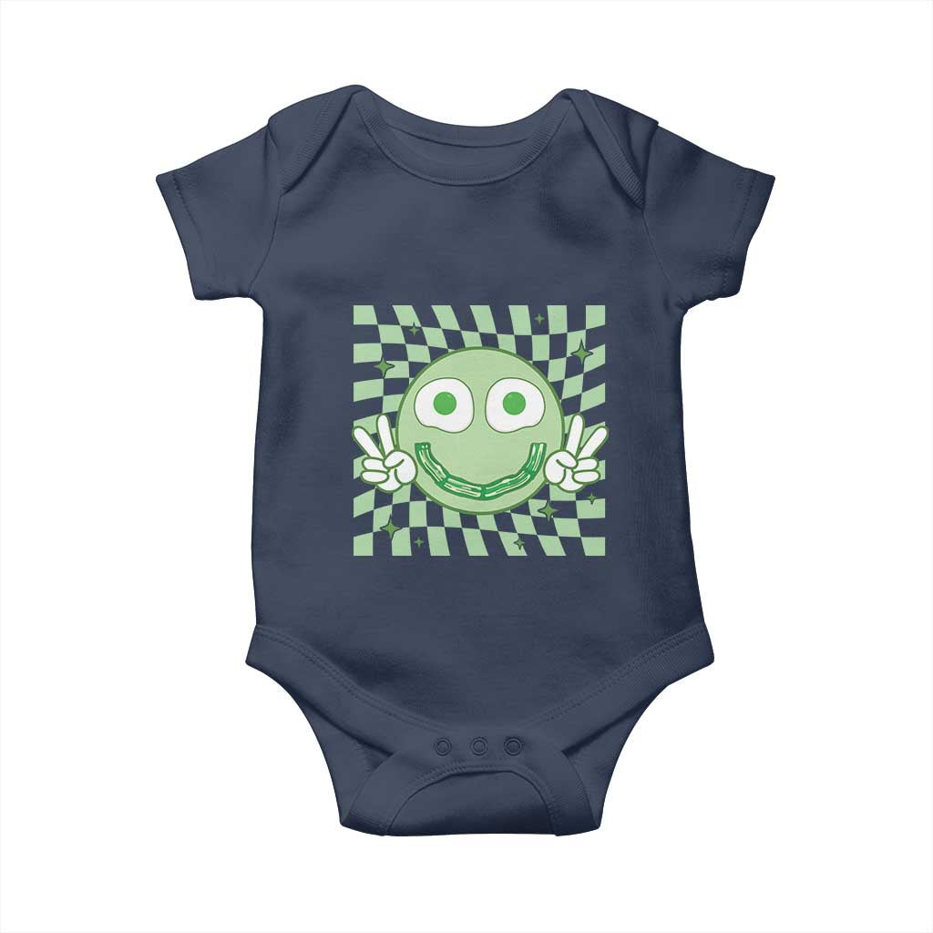Funny Green Smile Face Eggs Bacon Breakfast St Patrick's Day Baby Onesie