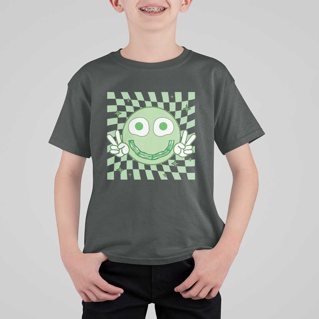 Funny Green Smile Face Eggs Bacon Breakfast St Patrick's Day T Shirt For Kid