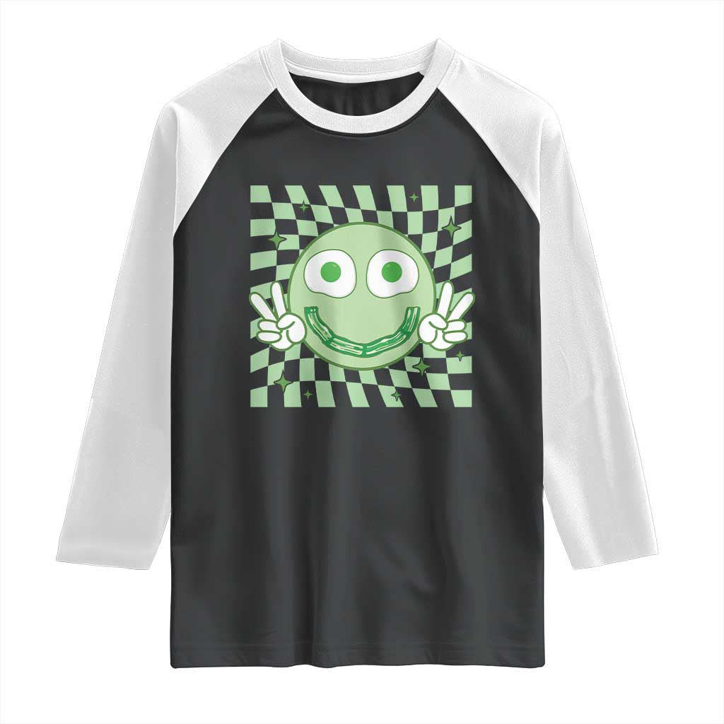 Funny Green Smile Face Eggs Bacon Breakfast St Patrick's Day Raglan Shirt