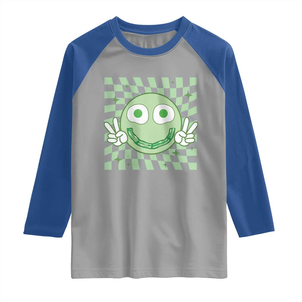 Funny Green Smile Face Eggs Bacon Breakfast St Patrick's Day Raglan Shirt