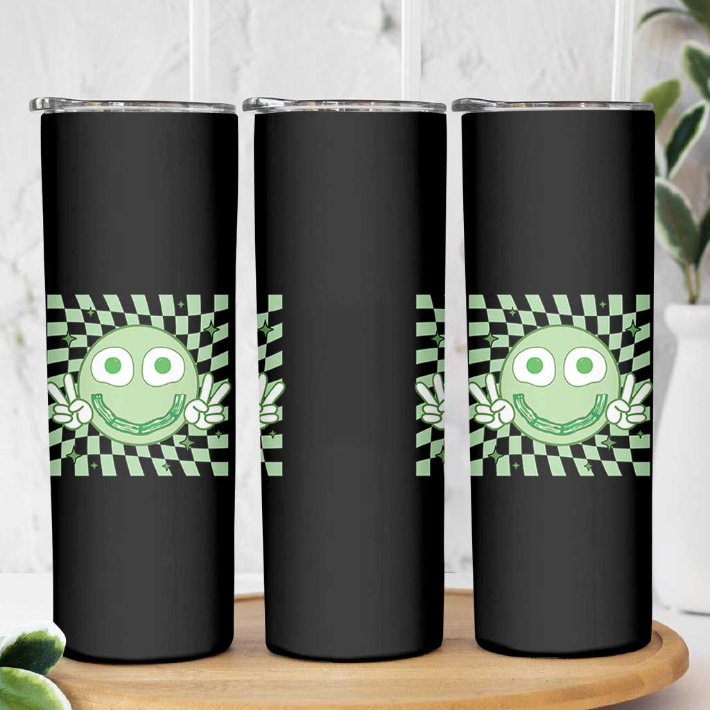 Funny Green Smile Face Eggs Bacon Breakfast St Patrick's Day Skinny Tumbler