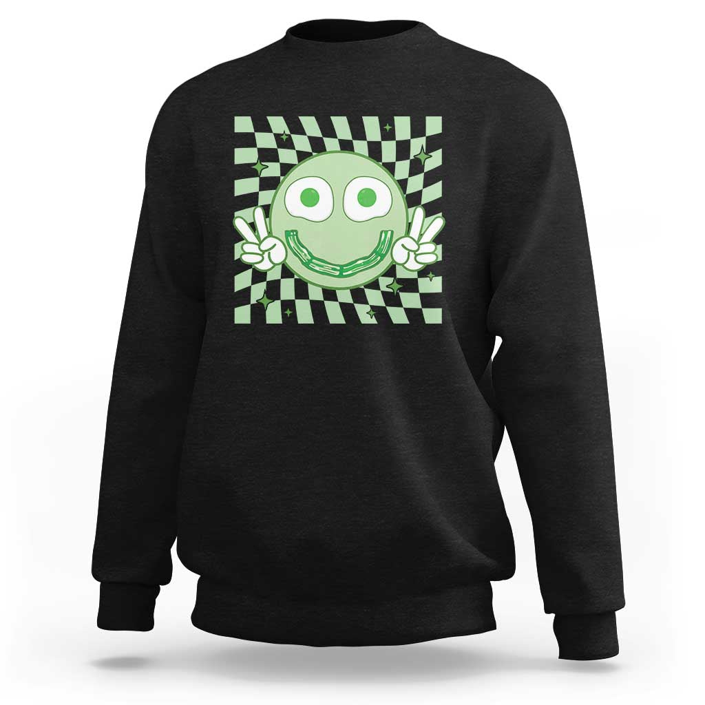 Funny Green Smile Face Eggs Bacon Breakfast St Patrick's Day Sweatshirt
