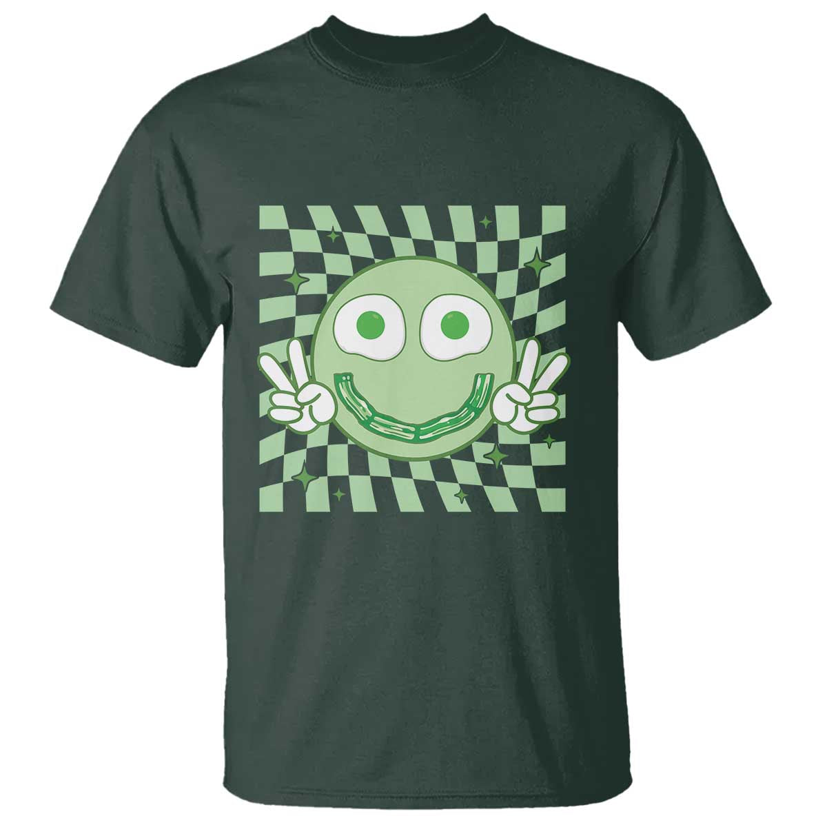 Funny Green Smile Face Eggs Bacon Breakfast St Patrick's Day T Shirt