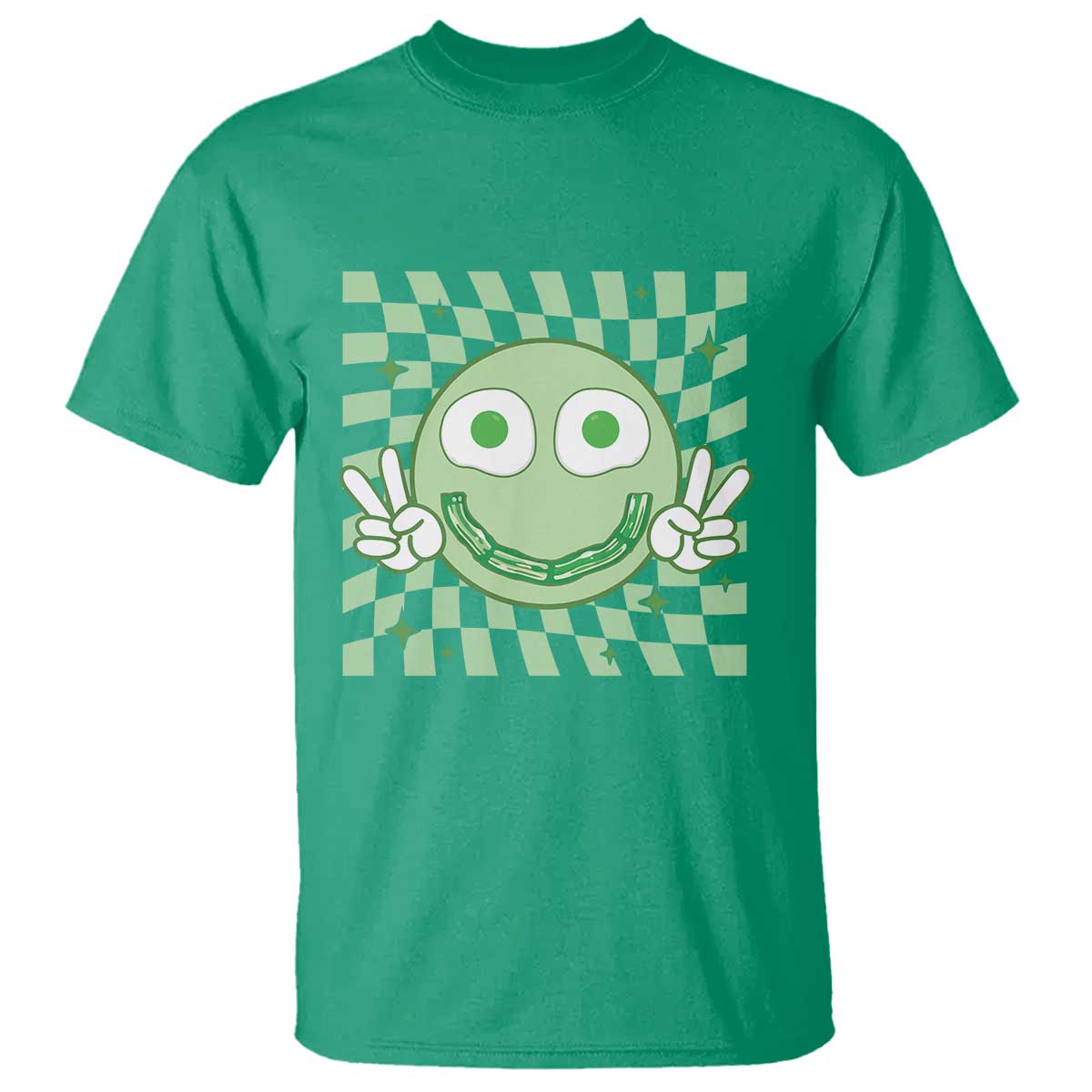 Funny Green Smile Face Eggs Bacon Breakfast St Patrick's Day T Shirt