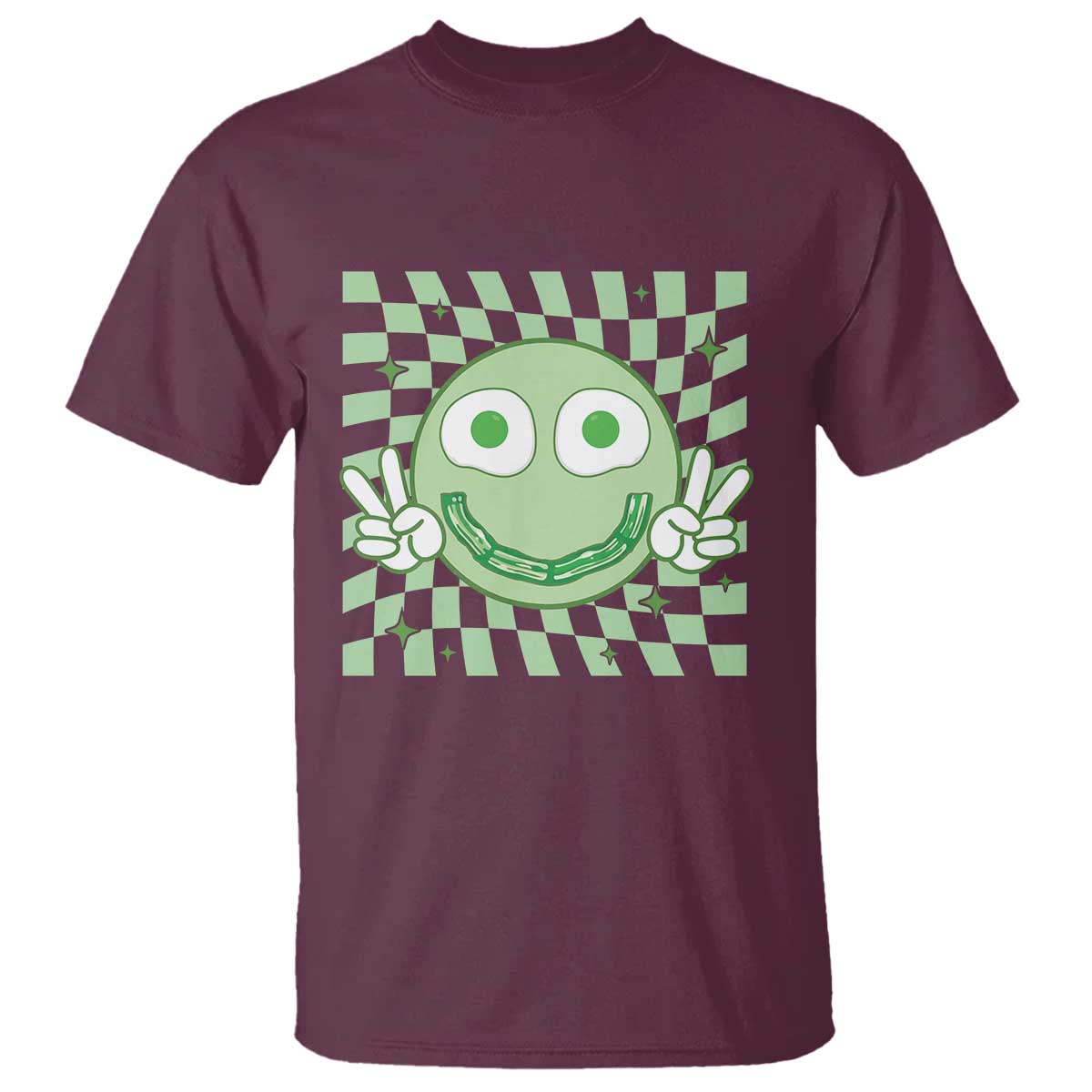 Funny Green Smile Face Eggs Bacon Breakfast St Patrick's Day T Shirt