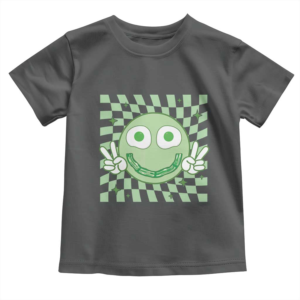 Funny Green Smile Face Eggs Bacon Breakfast St Patrick's Day Toddler T Shirt