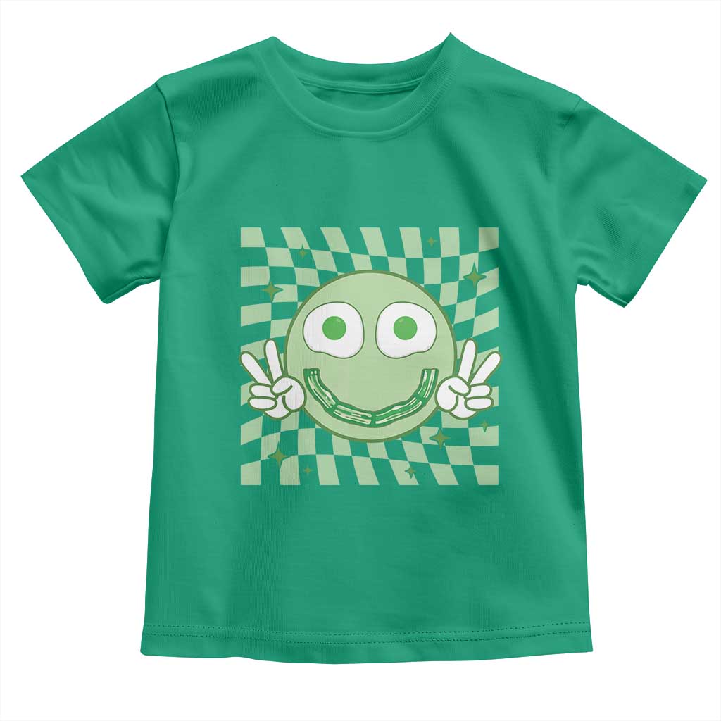 Funny Green Smile Face Eggs Bacon Breakfast St Patrick's Day Toddler T Shirt
