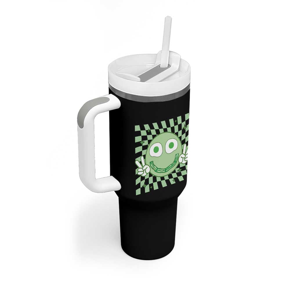 Funny Green Smile Face Eggs Bacon Breakfast St Patrick's Day Tumbler With Handle