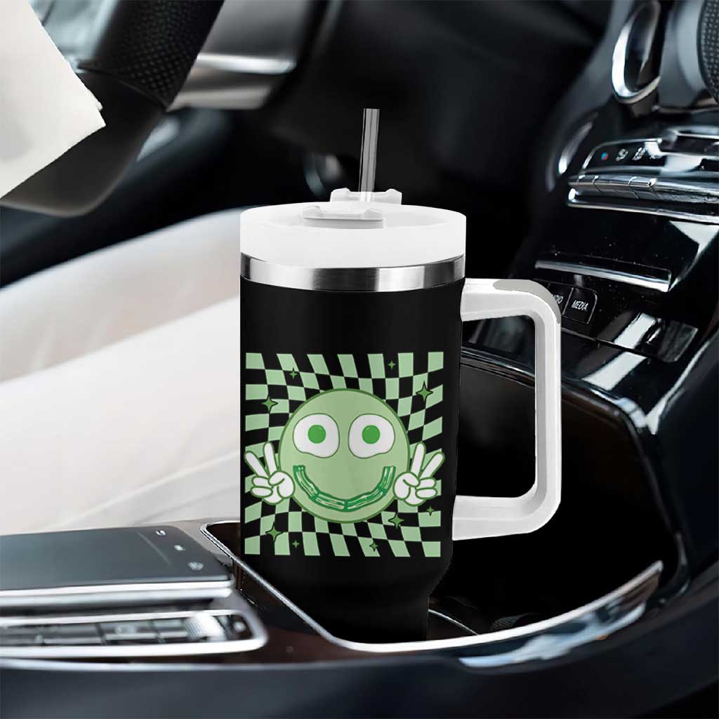 Funny Green Smile Face Eggs Bacon Breakfast St Patrick's Day Tumbler With Handle
