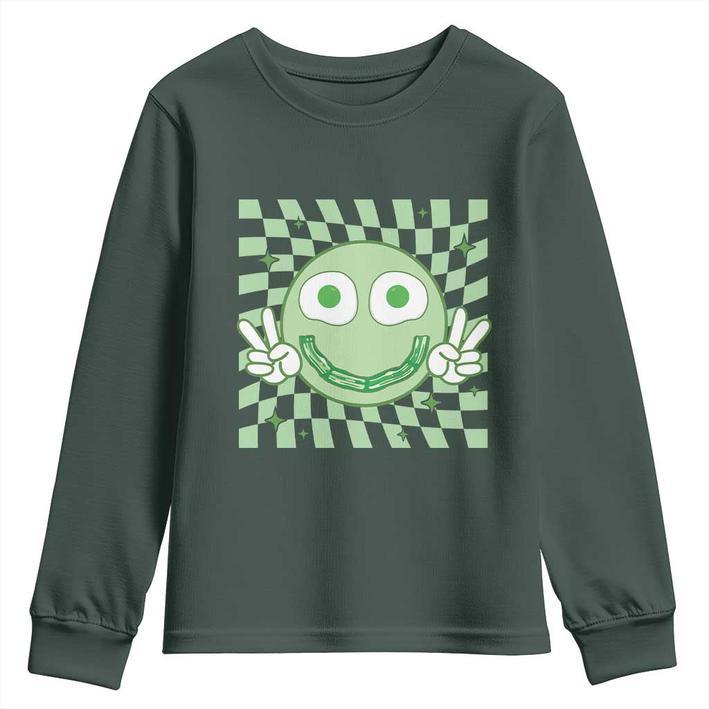 Funny Green Smile Face Eggs Bacon Breakfast St Patrick's Day Youth Sweatshirt