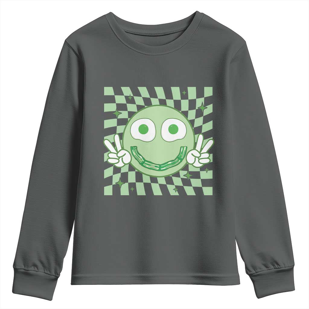 Funny Green Smile Face Eggs Bacon Breakfast St Patrick's Day Youth Sweatshirt