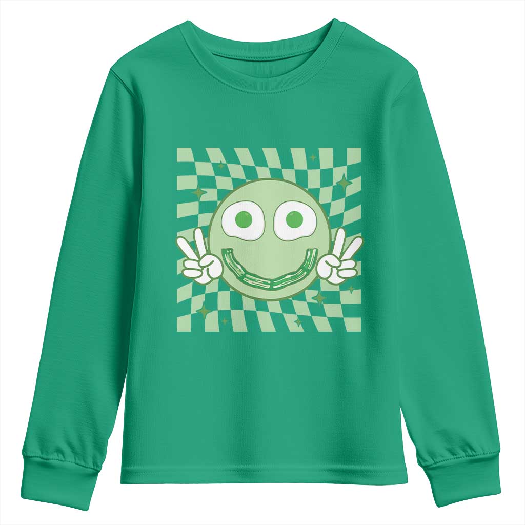 Funny Green Smile Face Eggs Bacon Breakfast St Patrick's Day Youth Sweatshirt