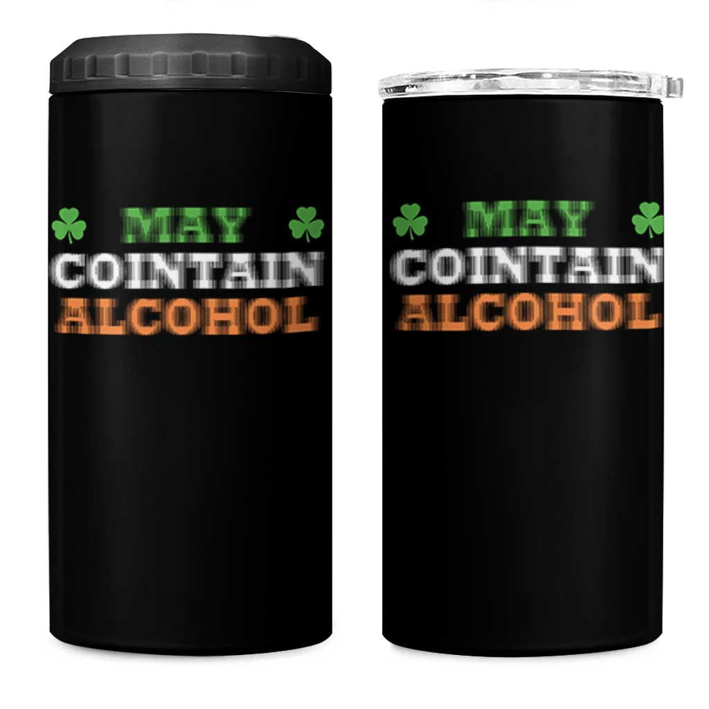 Funny May Contain Alcohol 4 in 1 Can Cooler Tumbler Irish Beer Drinking St Patrick's Day Shamrock - Wonder Print Shop