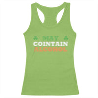 Funny May Contain Alcohol Racerback Tank Top Irish Beer Drinking St Patrick's Day Shamrock