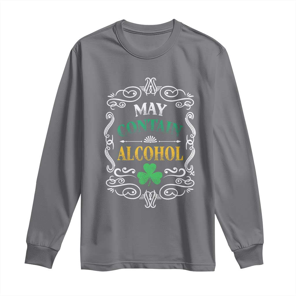 Funny May Contain Alcohol Long Sleeve Shirt Irish Beer Drinking St Patrick's Day